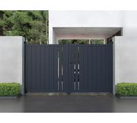 Portail électrique battant en aluminium semi ajouré L309 x H181 cm anthracite - TOROMA