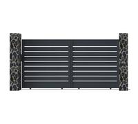 Portail électrique coulissant aluminium ajouré L350 x H176 cm anthracite PRIMO
