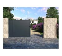 Portail électrique coulissant aluminium plein L374 x H180 cm anthracite - NAZARIO