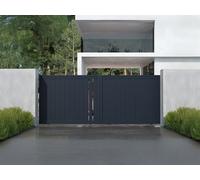 Portail électrique coulissant en aluminium semi ajouré L421 x H180 cm anthracite - TOROMA