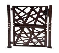 Portail en acier pour jardin et cour, 105 x 100 cm, porte extérieure avec serrure de sécurité et ouverture à 180°, portail piétonne avec double montant pour terrasse et clôture, antirouille, marron