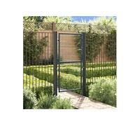 Portail en maille de jardin - - 100 x 225 cm - Acier galvanisé - Couleur anthracite - Battant