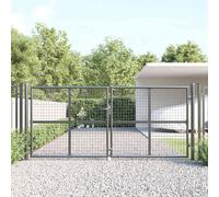 Portail de jardin grillagé argenté 300 x 125 cm en acier galvanisé 154531