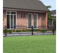 Poort met spijlpunten 406x120 cm gepoedercoat staal zwart151099
