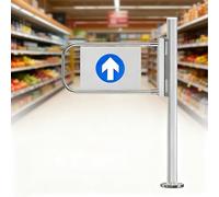 Portail Piétonnier Manuel À Ouverture 180° Pour Supermarché,Portail Battant À Double Sens En Acier Inoxydable,Fermeture Automatique Porte De Sécurité,Porte Battante D'entrée Métal(Silver2,80cmx100cm)