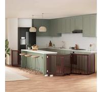 Portail pliable en bois de peuplier - 6 pièces - Marron - 480 cm - Autonome pour petits chiens - Protection des animaux de compagnie pour salon, cuisine