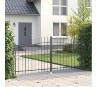 vidaXL Porte de jardin à double battant, sommet en lance Gris 150×300 cm Acier