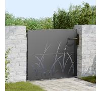 Portail Simple de Jardin, Barrière de Sécurité avec Serrure, Portail Clôture, Ornemental Portillon Jardin, Porte d'Extérieure, Noir 105 x 100 cm Acier peint par poudre