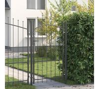 Portail Simple de Jardin, Barrière de Sécurité avec Serrure, Portail Clôture, Ornemental Portillon Jardin, Porte d'Extérieure, Gris 100 x 175 cm Acier