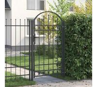 Portail Simple de Jardin, Barrière de Sécurité avec Serrure, Portail Clôture, Ornemental Portillon Jardin, Porte d'Extérieure, Gris 100 x 175 cm Acier peint par poudre