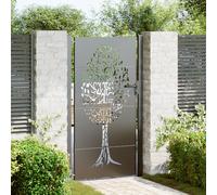 Portail Simple de Jardin, Barrière de Sécurité avec Serrure, Portail Clôture, Ornemental Portillon Jardin, Porte d'Extérieure, Autre Noir 105 x 175 cm Acier peint par poudre