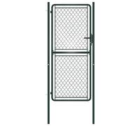 Portail Simple de Jardin en Acier, Barrière de Sécurité avec Serrure, Portail Clôture, Ornemental Portillon Jardin, Porte Barrière d'Extérieure, Acier 100 x 175 cm Vert