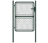 Portail Simple de Jardin en Acier, Barrière de Sécurité avec Serrure, Portail Clôture, Ornemental Portillon Jardin, Porte Barrière d'Extérieure, Acier 100 x 125 cm Vert