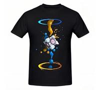 Portal 2 Men's Gel Splatter Basic T-Shirt Men Tee Shirt Tops Short Sleeve Streetwear Cotton Tees Fitness T-Shirts