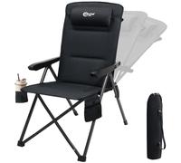 Portal Chaise de camping pliable - Dossier réglable en 3 positions - Charge maximale : 160 kg - Dossier haut - Chaise de pêche - Chaise longue en aluminium - Pour jardin, balcon, pique-nique
