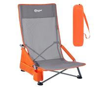 Portal Chaise de plage pliable avec dossier haut, légère, pliable, 150 kg, en tissu respirant, portable, avec sac de transport, porte-boissons, pour plage, jardin, randonnée