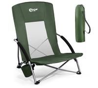 Portal Chaise de plage pliable légère - En tissu respirant - Charge maximale : 150 kg - Avec sac de transport - Porte-boisson - Pour la plage, le jardin, la randonnée