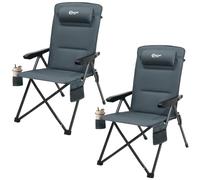 Portal Chaise Pliante Camping - Fauteuil de Jardin Portable Inclinable 160kg, Dossier Haut Réglable 3 Positions - Transat Confortable pour Plage, Terrasse, Balcon, Extérieur