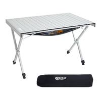 Portal Table de Camping Pliante carrée en Aluminium 108 × 71 cm pour 4-6 Personnes Capacité de Charge 100KG avec Sac de Transport pour Pique-Nique, Camping, Jardin, Barbecue