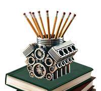 Portalápices Con Motor V8 - Estilo Bloque De Motor | Soporte De Almacenamiento Para Bloques De Motores | Organizador De Soporte Para Bolígrafos Pxara Organización De Escritorio, Uso De Oficina Y Almac