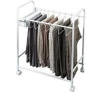 Portant à Pantalons à roulettes Grande capacité, idéal pour Les Petits espaces, 59,5 x 34,5 x 28 cm, Peut contenir des Costumes, des Jeans, des Robes - Armoire d'intérieur (Blanc)