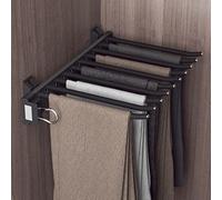 Portant à pantalons extensible - Cintre de penderie à bras de 10/22 pouces, double rail de guidage silencieux, organisateur de pantalons gain de place pour montage latéral/supérieur, solutio