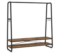 Portant à Vêtement, avec 2 Étagères, 6 Crochets en Forme de S, Cadre en Acier, 45 x 138 x 160 cm, Marron Rustique et Noir