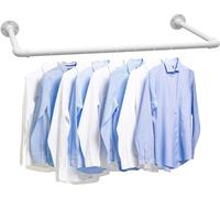 Portant à Vêtement Industriel, 120cm Porte à Vêtements Manteaux en Acier inoxydable Amovible Rustique à Fixation Murale, Porte Vêtements Murale Rétro Style Loft pour Magasin, Salon, Armoire/Blanc Mat