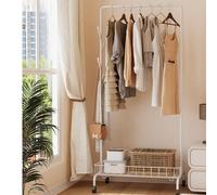Portant à vêtements à roulettes, portant à vêtements en métal avec panier de rangement en dessous, 59 x 35 x 156 cm, tringle à vêtements pour chambre, vêtements, rangement et organisation Le portant à