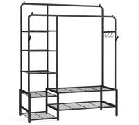 Portant à Vêtements, avec 7 Étagères, Cadre en Métal, Tringles, 45 x 115,8 x 172,8 cm, pour Chambre, Salon, Entrée, Noir