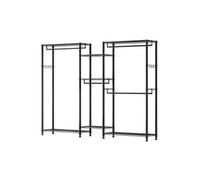 Portant à Vêtements Avec 7 Etagères Réglables Capacité 385,5kg Pour Rangement Noir