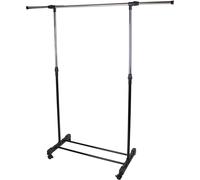 Portant à vêtements avec barre extensible sur roulettes, chrome et noir, ajustable jusqu’à 160 cm, 80-150 x 43 x 90-160 cm, M home by Mazzei Mondex