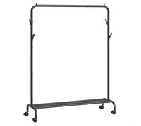 Portant à Vêtements avec Roulettes, 1 Barre, Porte-manteau, en Acier, Charge 50 kg, Largeur de 103,5 cm, Rangement Polyvalent, Noir