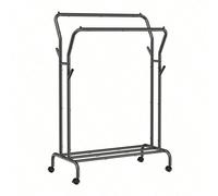 Portant À Vêtements Avec Roulettes, Double Barre, En Acier, Charge 100 Kg, Largeur De 103,5 Cm, Rangement Polyvalent