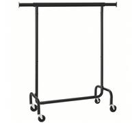 Portant à vêtements avec roulettes, Tringle Extensible pour charge Lourde, Capacité de charge 130 Kg, Porte-manteau pour vêtements, en métal, Noir Mat
