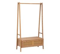 Atmosphera – Portant à vêtements Tiria – Frêne et cannage rotin, 90×45×162 cm, 1 tiroir