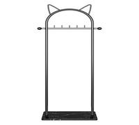 Portant à vêtements doré autoportant, Porte-Manteau avec étagère de Rangement, Base en marbre Stable pour Manteaux, Chapeaux, écharpes, vêtements et Sacs à Main., Black (B)-50x170cm
