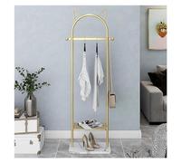 Portant à vêtements doré autoportant, Porte-Manteau avec étagère de Rangement, Base en marbre Stable pour Manteaux, Chapeaux, écharpes, vêtements et Sacs à Main., Gold-C-50x170cm