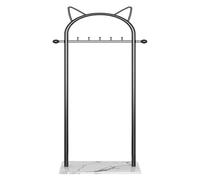 Portant à vêtements doré autoportant, Porte-Manteau avec étagère de Rangement, Base en marbre Stable pour Manteaux, Chapeaux, écharpes, vêtements et Sacs à Main., Black-A-50x170cm