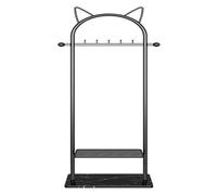 Portant à vêtements doré autoportant, Porte-Manteau avec étagère de Rangement, Base en marbre Stable pour Manteaux, Chapeaux, écharpes, vêtements et Sacs à Main., Black-D-50x170cm
