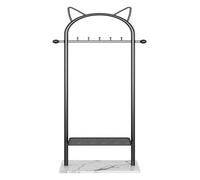 Portant à vêtements doré autoportant, Porte-Manteau avec étagère de Rangement, Base en marbre Stable pour Manteaux, Chapeaux, écharpes, vêtements et Sacs à Main., Black-C-50x170cm