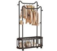 Portant à vêtements double couche avec oreilles de chat pour chambre à coucher, salon, balcon et couloir Solutions de rangement