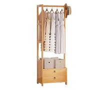 Portant à vêtements en bambou avec tringle de suspension et étagères de rangement, cintre autoportant for chambre, couloir et placard, garde-robe ouvert durable, design écologique(50(b)x30x158cm)