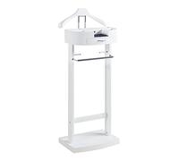 Portant à vêtements en bois blanc avec tiroir - Cintre moderne pour homme et femme - 43,1 x 34,2 x 106,6 cm - Support élégant pour chambre à coucher - Design compact