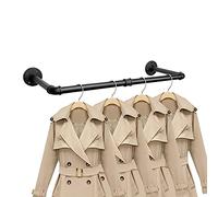 Portant à vêtements en forme de tuyau industriel, support mural robuste en fer noir, barre de suspension de vêtements pour buanderie, rangement de placard (61 cm)