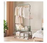 Portant à vêtements en métal avec roulettes, vert, 60 x 175 x 30 cm, 1 tringle et étagère à chaussures pour chambre à coucher, support à suspendre pour vêtements, design durable et élégant