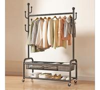 Portant à vêtements en métal robuste avec rangement réglable pour chambre à coucher et salon, noir, 80 x 36 x 172 cm, parfait organisateur de garde-robe et présentoir