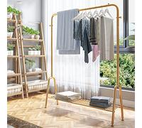 Portant à vêtements en métal robuste pour le séchage et l'organisation des vêtements, cintre robuste avec barre supérieure et rangement inférieur, idéal pour la maison et la buanderie