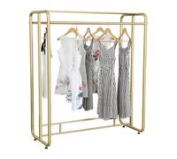 Portant à vêtements en métal robuste pour vitrine de boutique avec étagère supérieure - Double barre