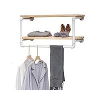 Portant à vêtements flottant à 2 niveaux avec tringle à vêtements mural pour la maison, le commerce de détail, blanc (taille : 80 x 28 x 41 cm)